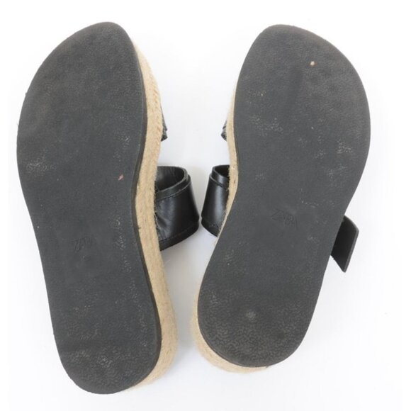 Zara Women's 7.5 Black Vegan Leather Espadrille Platform Sandal Moto Goth - Picture 8 of 9